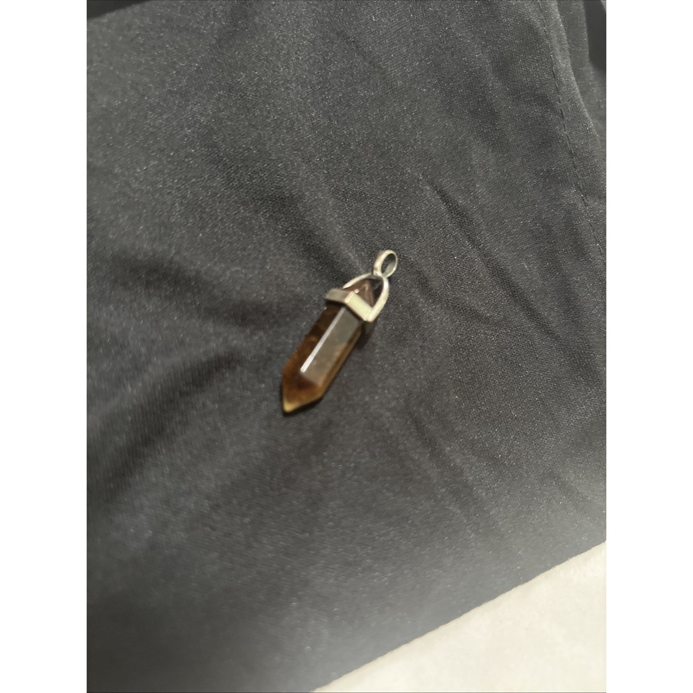 Potentially‎ Sterling Silver Tiger's Eye Double Point Pendant Brown Gold Striped